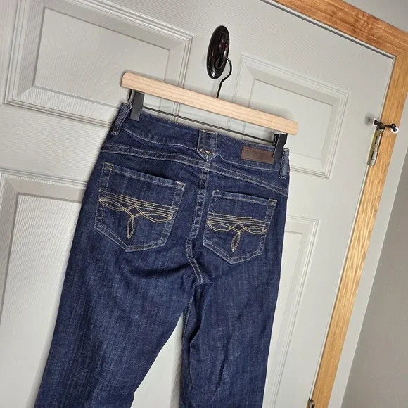 Rock & Roll Ladies Dark Wash Boot Stitch Mid Rise Trousers 27 x 36 Long Tall - Picture 7 of 9